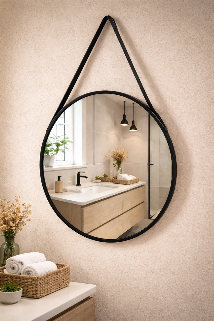 ESPEJO MARCO EN HIERRO CON REATA 60 NEGRO H 915N M&C