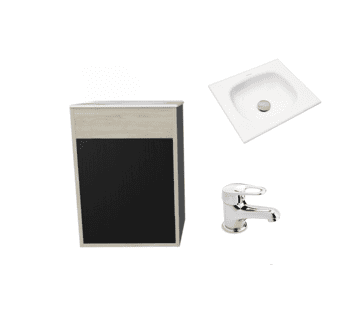COMBO MUEBLE BAÑO PS ALUVIA WENGUE-NACAR 40X35 RH CON LVM GRIF. GANAMAX CORONA