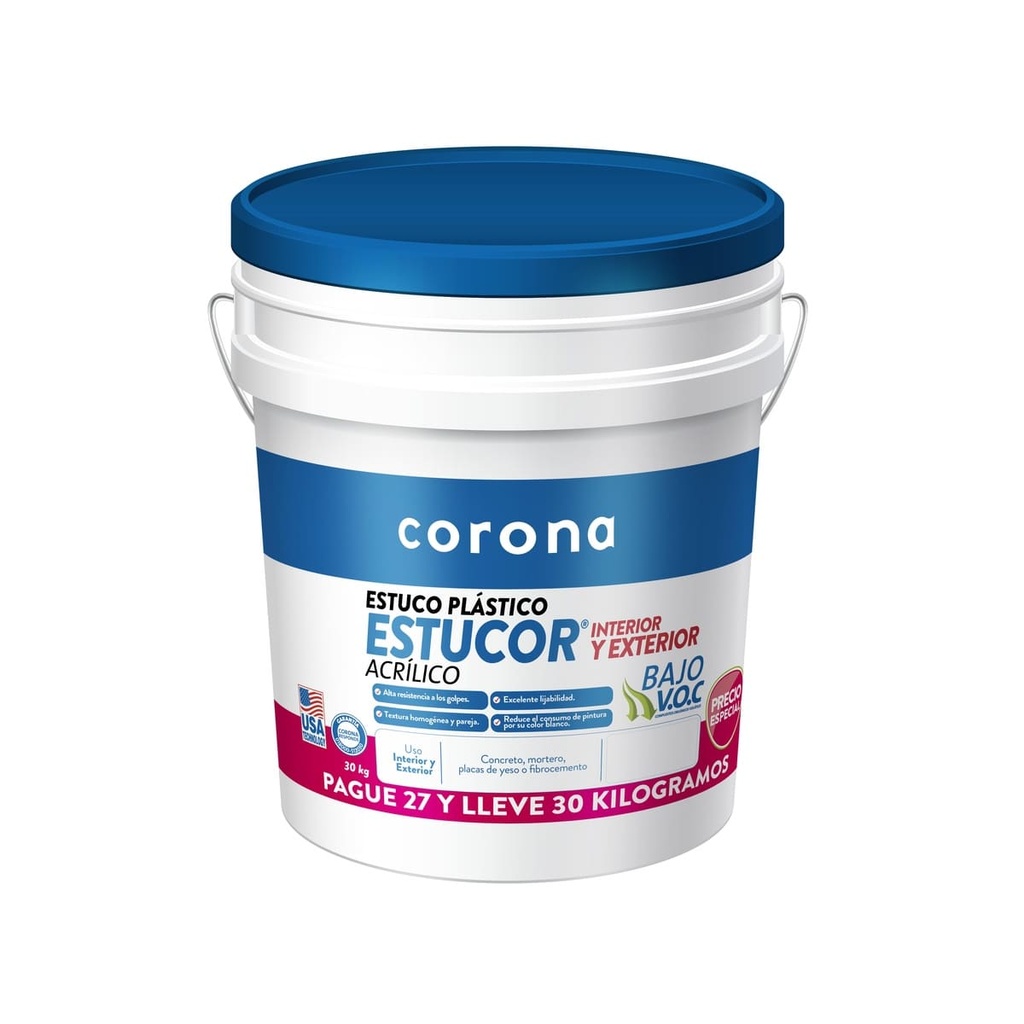 ESTUCOR ESTUCO PLASTICO INT-EXT 30 KG CORONA