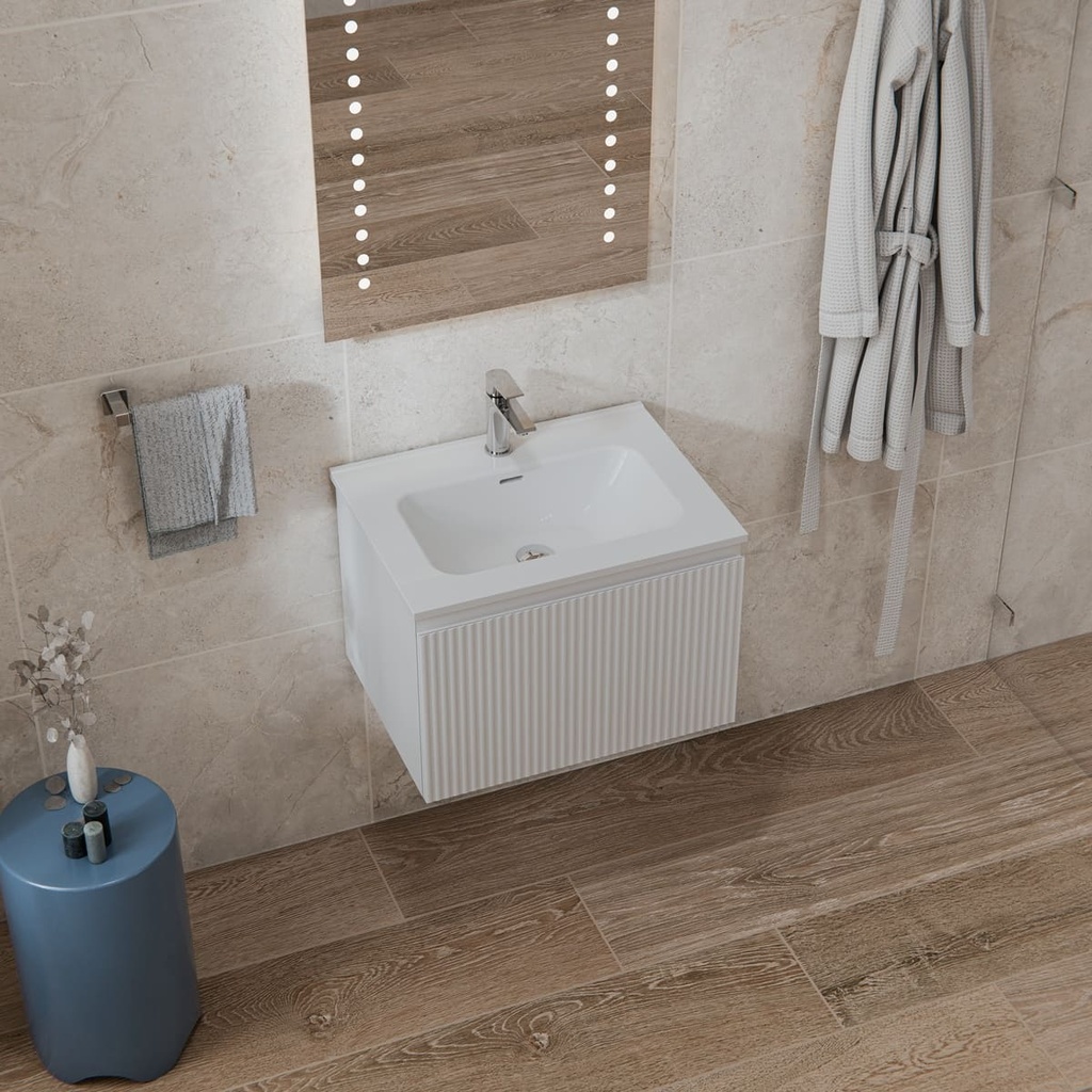 COMBO MUEBLE BAÑO EL OLMO BLANCO MATE 60X45 RH CON LVM CORONA