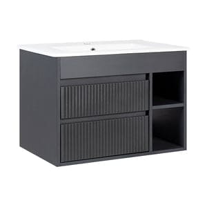 COMBO MUEBLE BAÑO EL PARIS DARK GRAY TEXTURIZADO 60X46 ST CON LVM STRETTO