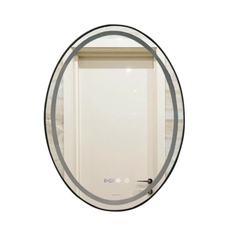 ESPEJO LED OVAL. ANDROMEDA MARCO NEGRO 80X60 HC