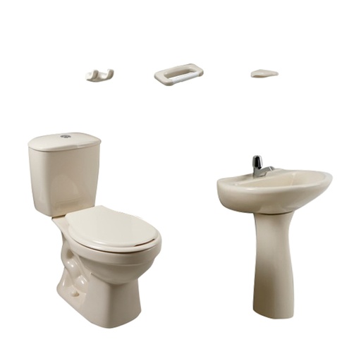 [PCP004] COMBO SANITARIO LAGUNA CON PEDESTAL BEIGE CONP. CORONA