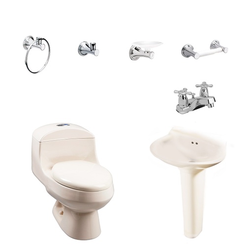 [PCP007] COMBO SANITARIO MONTECARLO SINGLE BEIGE REDOND CORONA