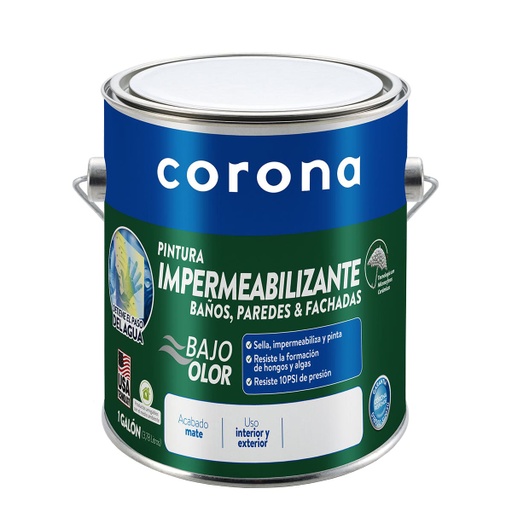 [AVE005] ​PINTURA IMPERMEABILIZANTE BLANCO 1GL CORONA
