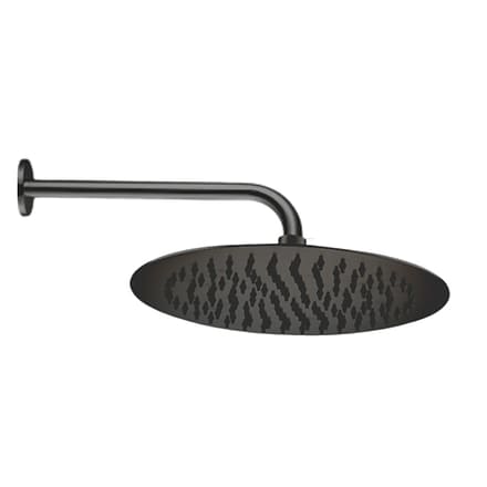 [GDR033] REGADERA CON BRAZO SLIM RED. 8" NEGRO MATE STRETTO