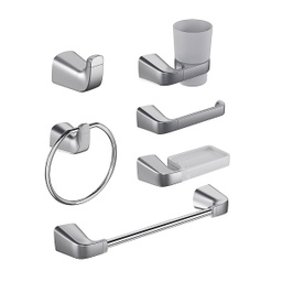[GA6020] ACCESORIOS DE BAÑO CASCADE TITANIO 6PIEZAS CORONA