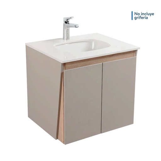 [MBF036] COMBO MUEBLE BAÑO EL CASCADE VITAL TAUPE 60X49 RH CON LVM CORONA