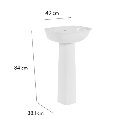 [PLC028] LAVAMANOS ALUVIA CON PEDESTAL BLANCO CORONA