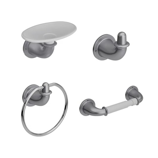 [GA4011] ACCESORIOS DE BAÑO VALENCIA GRIS 4PIEZAS CORONA