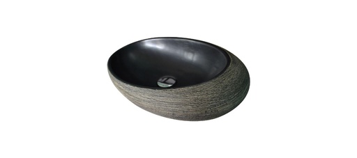 [PLV080] LAVAMANOS VESSEL ARTESANAL WOOD OVAL HC