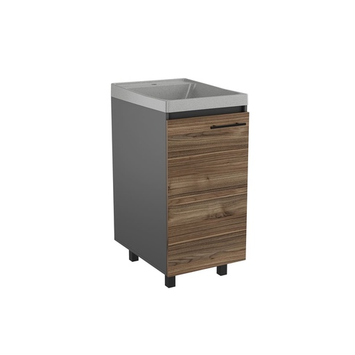 [MLM019] LAVADERO PREMIUM II PETITE CON MUEBLE PRAGA PLOMO - GRIS CORONA