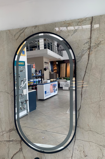 [MEI009] ESPEJO LED VER. ALASKA MARCO NEGRO 100X55 RE