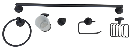 [GA6029] ACCESORIOS DE BAÑO MILAN NEGRO 6PIEZAS RE